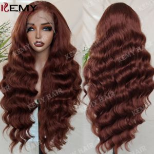 Parrucca Sintetica KEMY HAIR per Donne, Nera, 13*6 HD Lace Frontal Glueless, Ondulata, con Pizzo Trasparente - Product Image 2