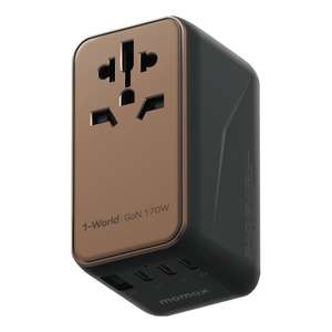 Promoción <span class=keywords><strong>MOMAX</strong></span> UA17 1-World PD170W GaN Adaptador de corriente de enchufe de carga rápida de viaje global EE. UU. AU Reino Unido UE Cambiador USB rápido Universal - Product Image 1