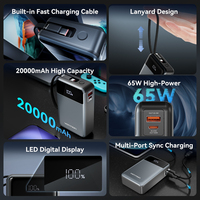 Banque d'alimentation multi-ports Vention 20000 mAh à charge rapide et synchronisation