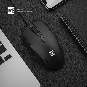 R8 3D USB có dây quang học văn phòng chuột nhà máy chất lượng bền màu đen chuột cho máy tính xách tay Máy tính để bàn làm việc - Product Image 2