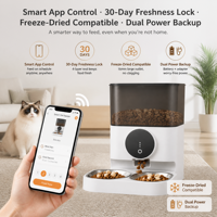 Distributeur de nourriture intelligent pour chat, grande capacité 7L, contrôle à distance par application, programmation des repas, bols en acier inoxydable, facile à nettoyer