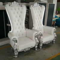 Vente en gros de chaises de luxe pour événements mariés, avec dossier haut, pour reine royale et roi, en velours, chaises de mariage pour adulte, princesse et père noël rouges