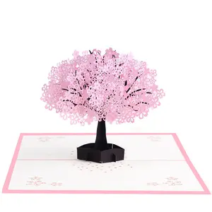 Cartolina Pop-UP 3D biglietti inviti per alberi di ciliegio di nozze biglietto di auguri per l'anniversario di san valentino cartolina d'auguri regali