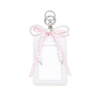 Lot de 2 porte-cartes en cuir PU avec anneau porte-clés, protège-badge d'identité et carte d'accès, accessoires de sac portables à suspendre