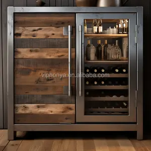 Thermostatic Wine Cellar Combining Solid Wood and Metal Custom Wood Grain Finish Constant Temperature & Humidity Smart Cabinet