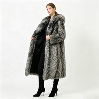 Manteau long en fausse fourrure gris argenté pour femmes Zeyu, à capuche, épais, chaud, moelleux, surdimensionné, veste de luxe pour femmes