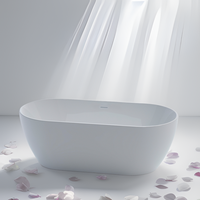 Baignoire autoportante ovale de luxe en acrylique conforme à la norme CE, 1,69 m, pour extérieur, avec drain et trop-plein