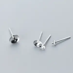 WHOLESALE BULK PRICE 925 Sterling Silver Stud Earring Hook 18k Gold Plating Silver Color DIY Accessories Silver