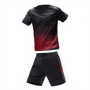 ชุดกีฬาแขนสั้นผู้ชาย ผ้าโพลีเอสเตอร์ 100% ระบายอากาศ แห้งเร็ว พิมพ์ลายดิจิทัล รับสกรีนโลโก้ แฟชั่นฤดูร้อน สไตล์ลำลอง เหมาะสำหรับวิ่ง - Product Image 3