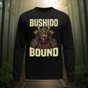 T-shirt à manches longues Bushido Bound, design armure de samouraï, noir - Product Image 3