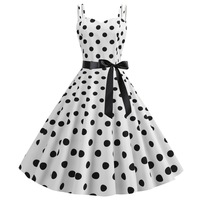 Déguisement Carnaval Années 50 60 Femme, Robe à Pois Style Années 50 avec Jupon de 65cm, Tenue Sexy Cosplay Vintage pour Halloween