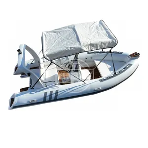 Barco inflável com casco em fibra de vidro V profundo de 16 pés e 4,8 m com luxuoso dique de luxo para diversão