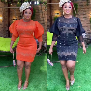 Moda <span class=keywords><strong>europea</strong></span> e americana con nappine a diamante caldo abito da sera sottile stile tacchino gonna lunga donna taglie forti gonna da donna - Product Image 5