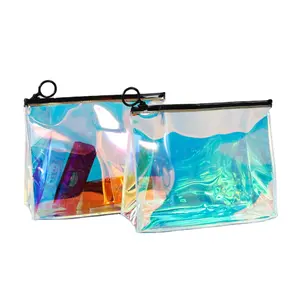 Фабричная профессиональная сумка с логотипом на молнии, кофейная сумка с клапаном и застежкой-молнией, прозрачная косметическая сумка