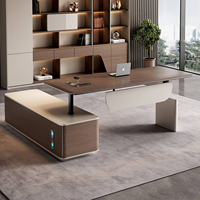 LBZ-194X Bureau de direction en métal en forme de L, intelligent et réglable en hauteur, haut de gamme, moderne, pour cadre dirigeant, avec chaise de bureau de grande classe