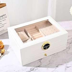 Boîte à bijoux en cuir de qualité supérieure à 6 niveaux et 5 tiroirs, nouvelle solution de rangement durable pour vos objets précieux - Product Image 2