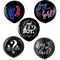 Ballon personnalisé unisexe brillant noir de 36 pouces avec confettis pour baby shower