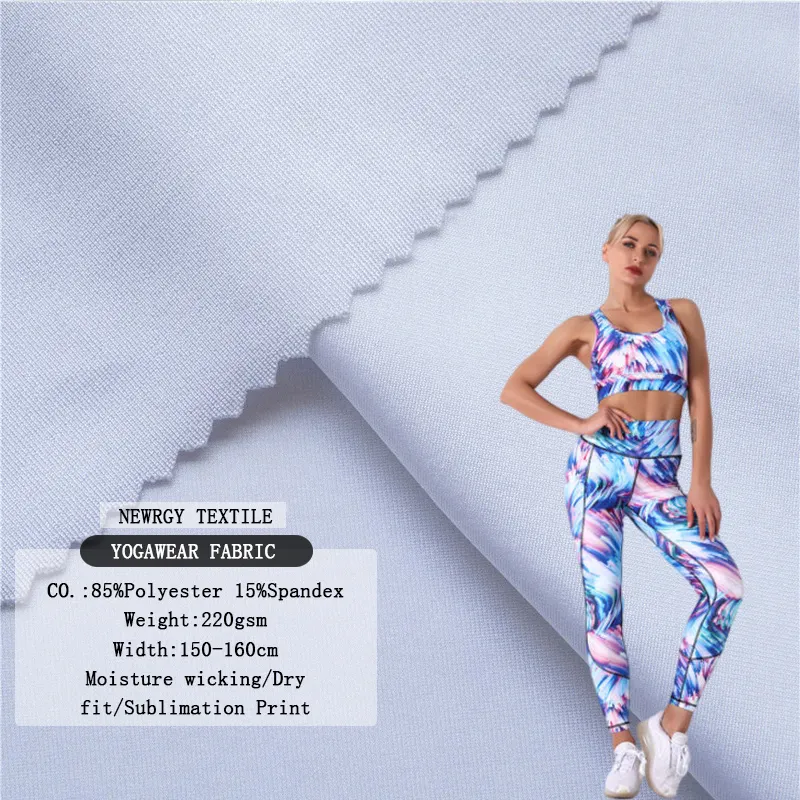 Weiße Sublimation 4-Wege-Stretch Polyester Spandex Ly Cra Strick Single Jersey Stoff für Yoga Bade bekleidung Sport bekleidung