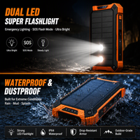 Banco de Energía Solar de 20000 mAh/10000 mAh con Carga Inalámbrica de 10W, Cargador Solar Portátil con Salida USB para Emergencias, Camping y Teléfono
