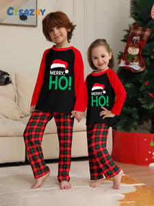 Nouveaux pyjamas en molleton de noël pour enfants avec chapeau de lettre imprimé vêtements d'hiver pour la maison pour l'Europe amérique japon corée du sud enfants - Product Image 2