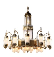 Lustre islamique Masjid en cristal pour église, grand lustre de luxe doré pour éclairage de mosquée