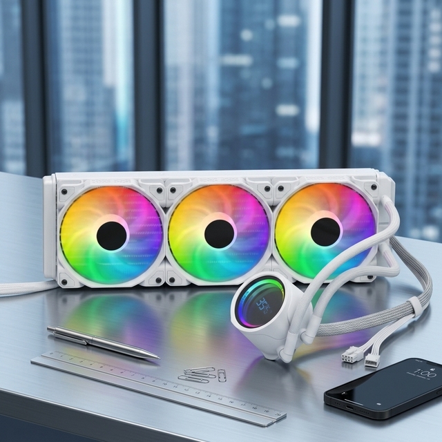 AIO Liquid CPU Cooler with Aluminum Heatsink 120mm/240mm/360mm Radiator ARGB Lights & LCD/Digital Pump for Computer Case