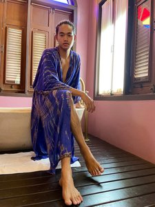 Wholesale Women's Vintage <b>Swim</b> Dress Indian Rayon Kimono Cover-Up Long Night Beach <b>Robe</b> Hand Block Floral Print Ethnic Tunic - Product Image 3