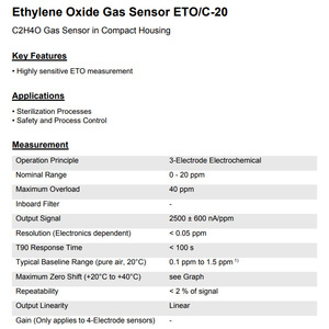 Sensor de Gas de Óxido de Etileno Membrapor ETO/C-20, Sensor de Seguridad Compatible con RoHS - Product Image 4