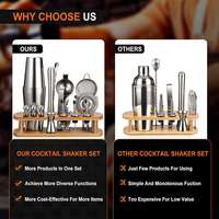 Kit de barman professionnel personnalisé en acier inoxydable, shaker Boston, accessoires avec support, presse-citron, doseur