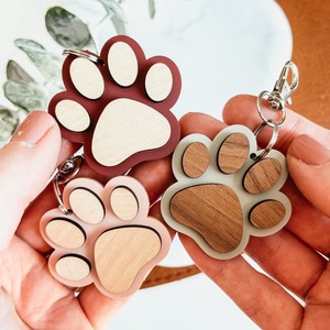 Wooden Bear Pet Keychain & Bag Charm with UV Printing-Eco-Friendly Custom Design for Backpacks Purses & Personal Style