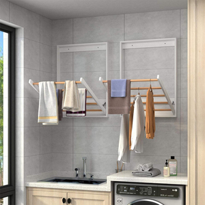 SANIPRO Space-saving Foldable Wooden Clothing <strong>Dryer</strong> <strong>Hanging</strong> <strong>Socks</strong> Towels Racks Collapsible Wall-mounted Storage Drying Rack - Product Image 5