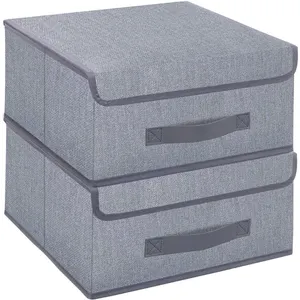 Cubes de rangement en tissu avec couvercle Boîte de rangement de vêtements pliable pour placard, chambre à coucher, maison Lot de 2