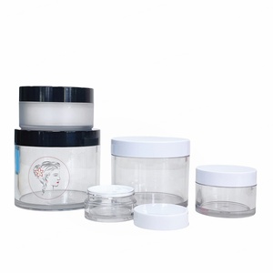 Envases de plástico PET transparentes vacíos de 1oz, 2oz, 4oz, 5oz, 200g, 8oz, de pared gruesa, para cosméticos, lociones, mantecas corporales, con tapas blancas. - Product Image 3