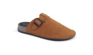 <b>Mens</b> Brown Suede Look Closed Toe Slip-On <b>Clogs</b> Adjustable Buckle Strap Casual Comfort Footwear - Product Image 4