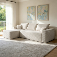 Canapé d'angle modulable en forme de L de 108 pouces avec chaise longue, poches latérales, assise profonde, revêtement en tissu moelleux, idéal pour appartement moderne