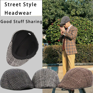 Gorro de Lana a Cuadros Unisex, Plegable, Estilo Urbano, Cálido - Product Image 1
