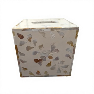 Celestial Pearl Tissue Holder Premium Mother of Pearl Shell Mosaic Inlay Box with Custom Pattern for Modern Luxury Decor - Product Image 1