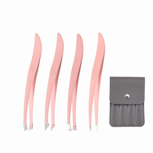 ชุดแหนบดัดขนคิ้วปลายเฉียงสแตนเลสอย่างดี 4 ชิ้น พร้อมกระเป๋า - Product Image 1