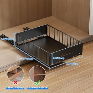 OEM Kitchen Cabinet Pull Out Basket 20-35L <b>Drawer</b> Type Minimalist Metal Storage Rack For Food Container Under Sink Use - Product Image 4