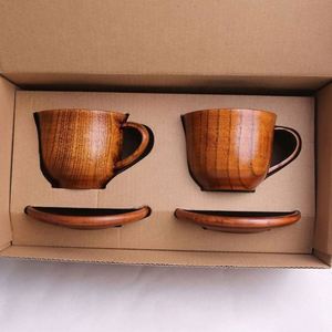 Factory Wholesale <b>Creative</b> Jujube Wood Custom Logo Back to School 270ml Coffee Cup Saucer Set - Product Image 1