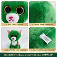 Peluche chaton vert doux de 8 pouces, yeux grands, prix pour machine de jeu d'arcade de centre commercial, articles en stock direct usine, à acheter