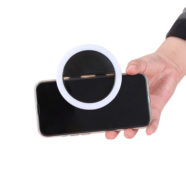 Mini LED Selfie Ring Light Novelty Makeup Photo Lighting for Mobile Phones Night Light Photographic Lighting Novelty