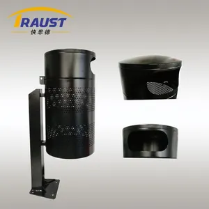 Traust Outdoor Public Metal Street Waste Garbage Dust Litter Trash Can Bin