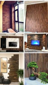 無垢材船モザイクモダンTV背景壁ログ装飾ボード隠し扉内装壁ホテルレストラン - Product Image 5