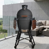 Barbecue Kamado Auplex Premium Matte Glazing Ultra Series Heavy Duty 18/22/27 pouces, couleur charbon, avec chariot pour cuisine extérieure