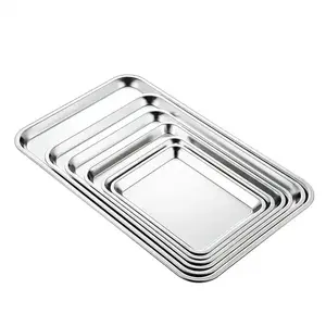 China Factory Supply Multi Sizes Stainless Steel Crimping Gn Pan Electric Buffet Steam Table Serving Trays Luxury Cake Tray