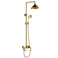 Ensemble de douche thermostatique en laiton à poignée unique Trois sorties d'eau Robinet de bain bon marché pour hôtels Pulvérisation de pluie Noyau de valve en céramique brossée