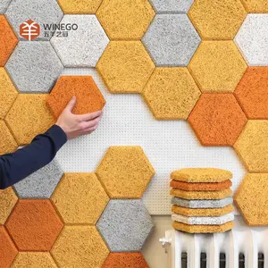 Interieur Decoratieve Geluiddichte Anorganische Cement Hexagon Hout Wol Fiber Akoestische Wall Panel