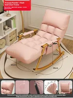 Fauteuil à bascule moderne et relaxant pour intérieur avec poche latérale BJFlamingo, chaise de loisirs pour balcon, salon, salle à manger, hôtel