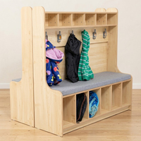 Armoire de rangement en bois Montessori pour garderie, étagère à crochets pour vêtements d'enfants et tout-petits, 3 sections, organisateur de garde-robe naturel pour enfants